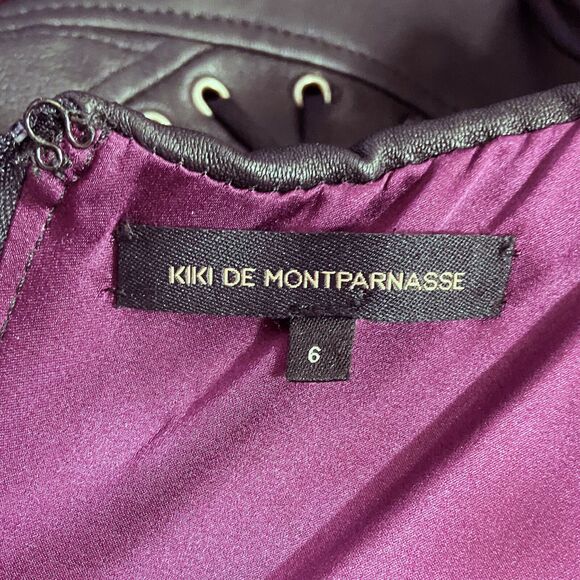 Kiki de Montparnasse Corset Effect Midi Dress Size 6 Black Lambskin Silk Lining - Picture 11 of 16